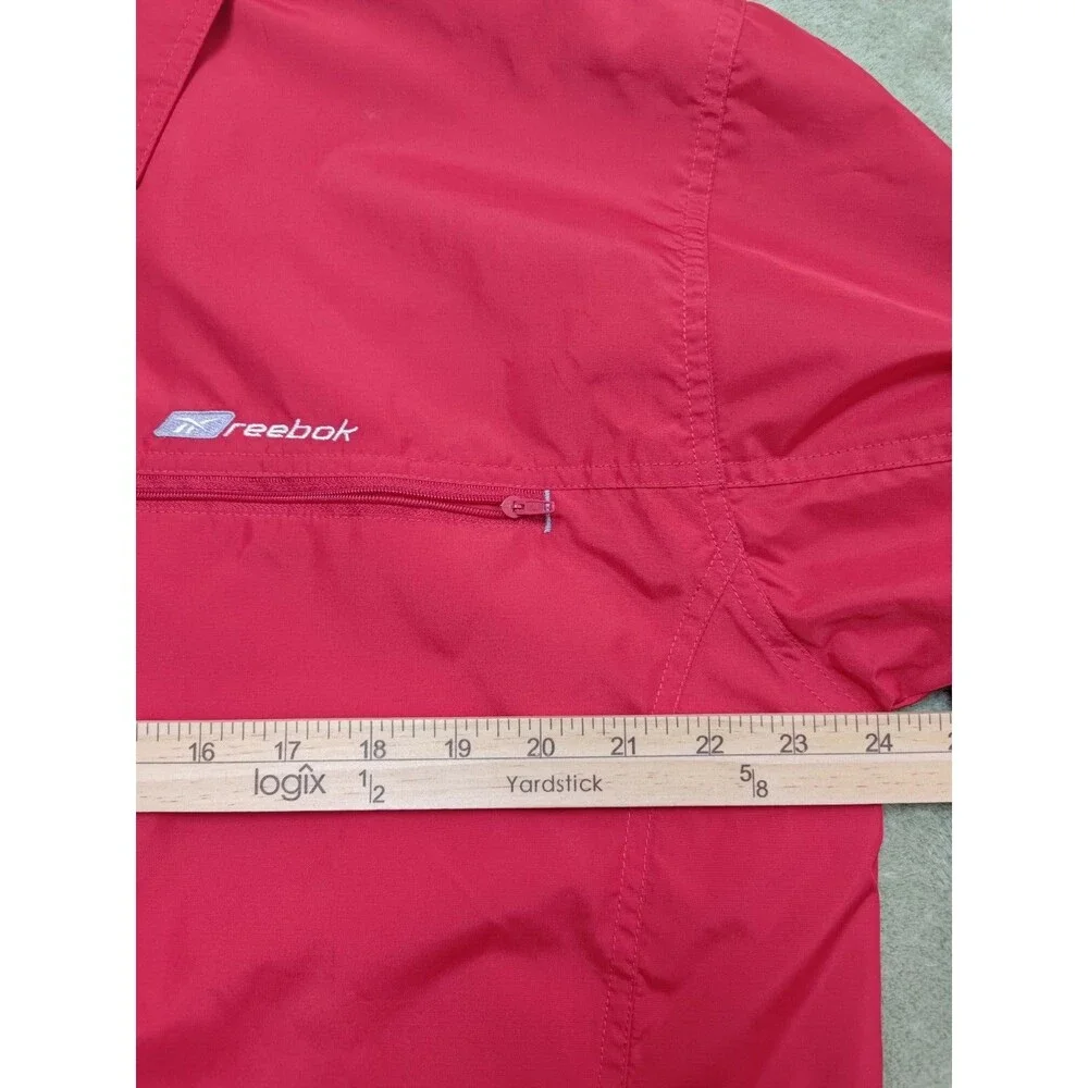 Reebok Windbreaker Jacket Mens Sz L Red Full Zip Technical Track Training